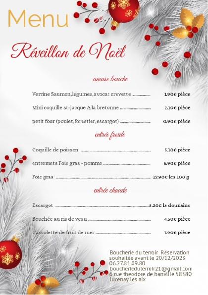 Menu de f&ecirc;te